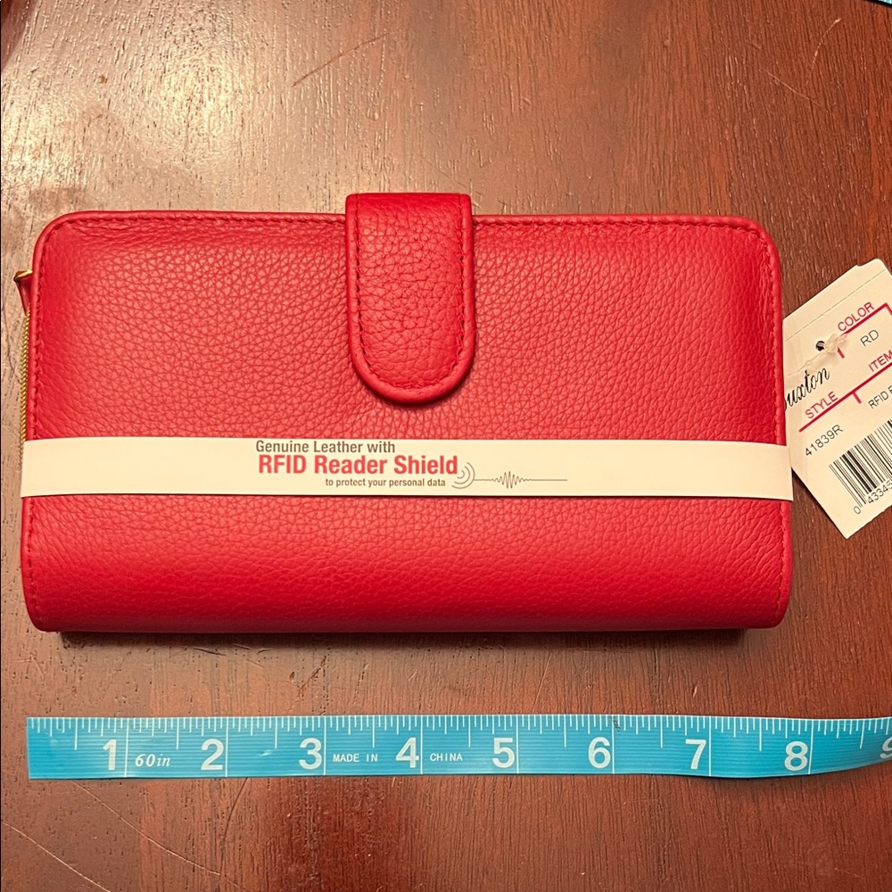 Buxton Red RFID Leather Wallet - Genuine Leather